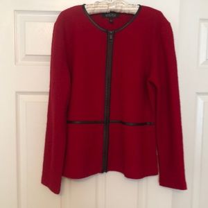 Kasper Wool Jacket with Leather Trim